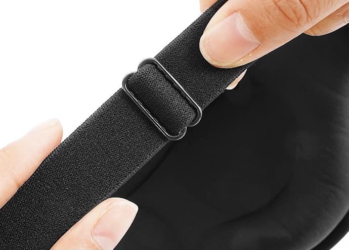 Close-up of the NightVeil flat adjustable strap and no-snag slider